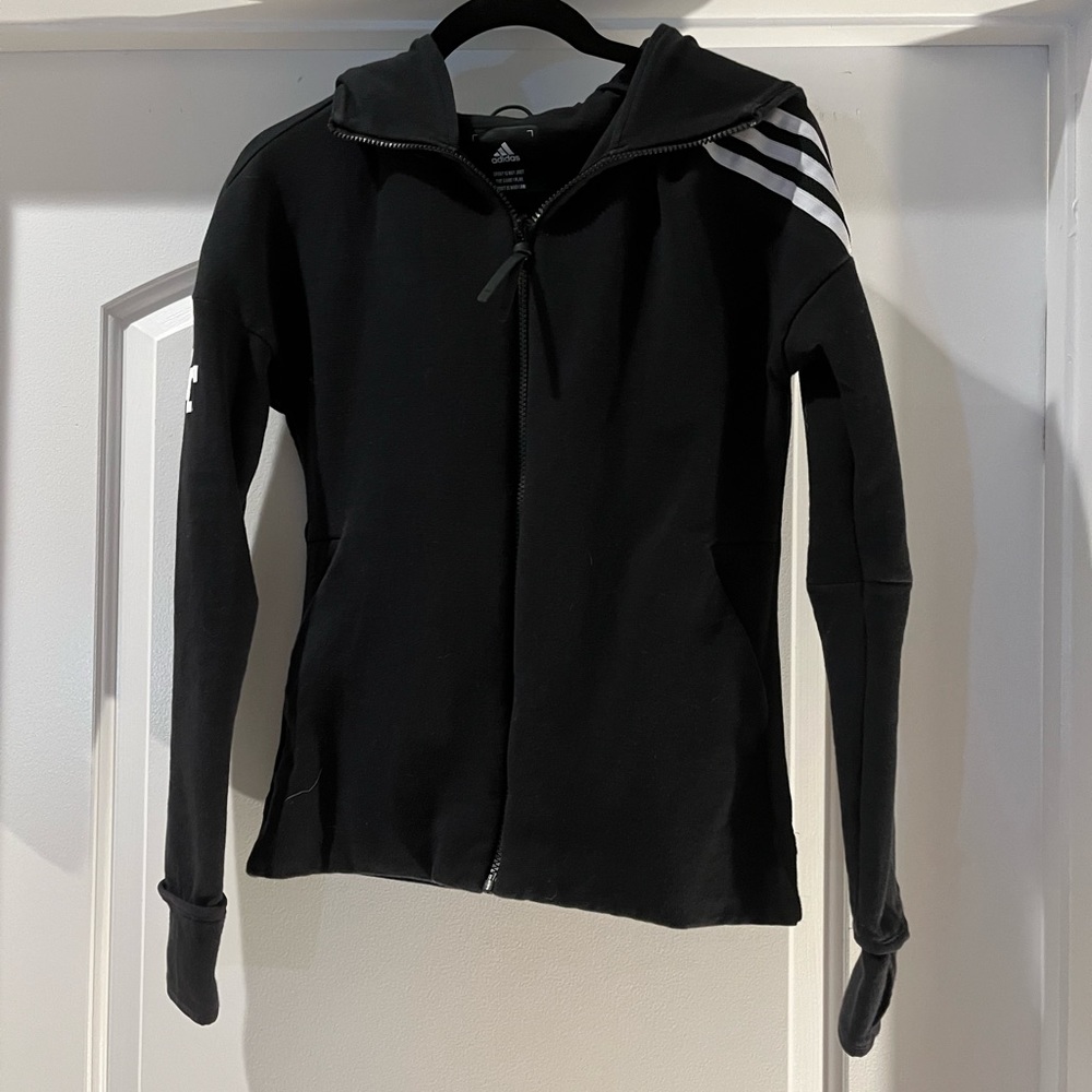 Adidas ZNE Georgia Tech Black/White full zip women’s medium with hood.  Z.N.E